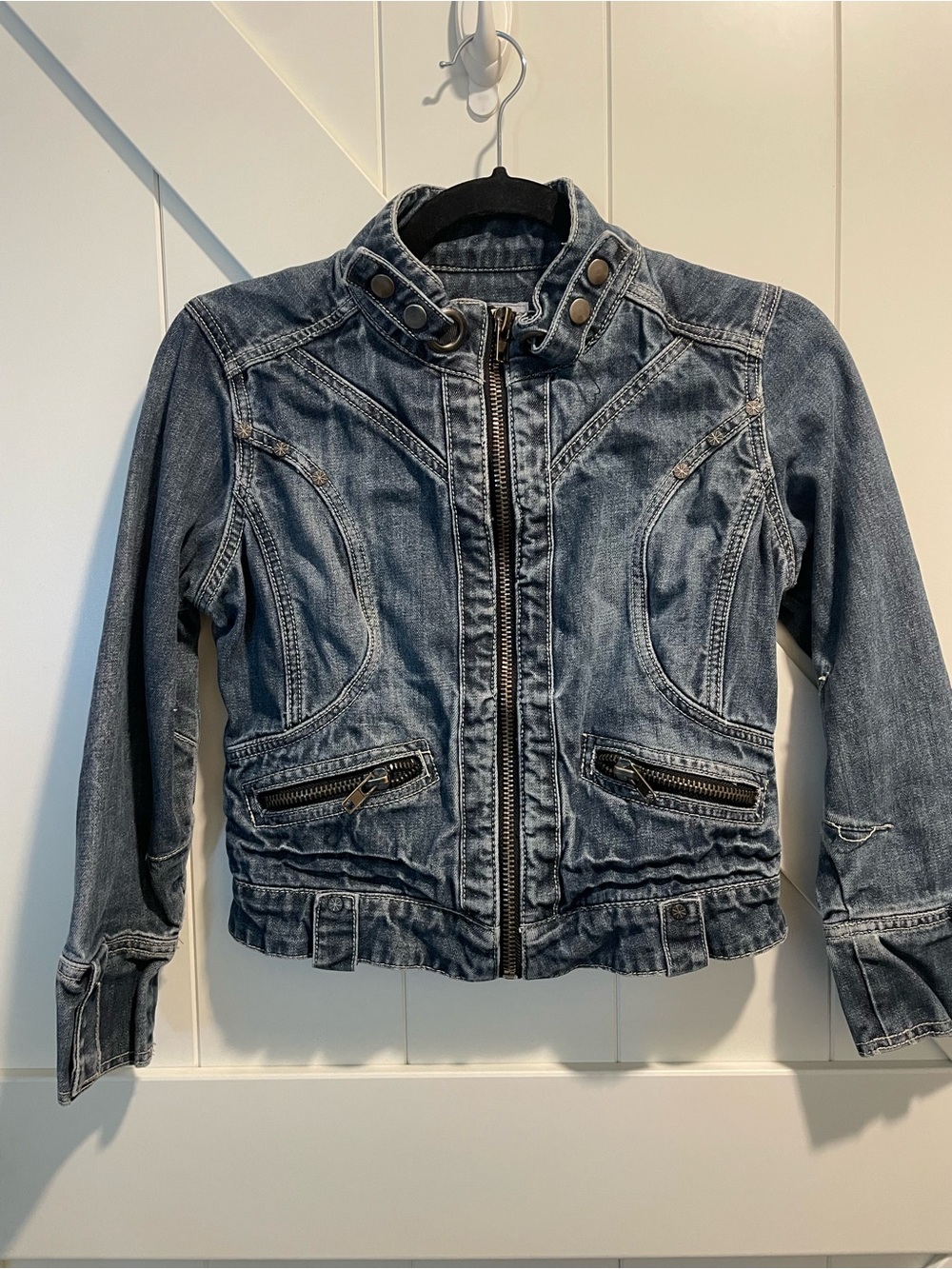 dELiA*s Women’s Faded Blue Denim Zip Jacket